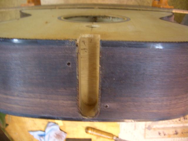 Mortise cut (see alignment holes)