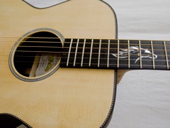 The new guitar's rosette and decoration