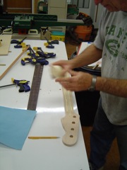Gluing fretboard to neck