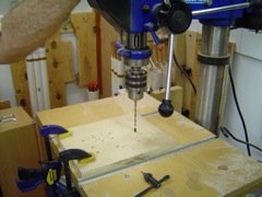 Setting up drill press to drill tuners
