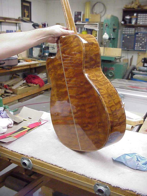 Sides and back of mahogany guitar
