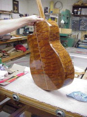 Sides and back of mahogany guitar