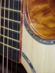 Closeup of mahogany guitar